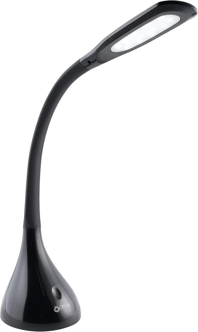 OttLite Curve LED Desk Lamp, Black | ClearSun LEDs Reduce Eyestrain | 4 Brightness Settings | Adjustable Flexible Neck | 11.25 to 23.75 inches