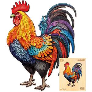 Wooden Puzzles for Adults, Rooster Puzzles, 200 Pieces Puzzle for Adults, Christmas Puzzle Gifts for People, DIY Wooden Jigsaw(M-12.6 * 9.6in)