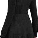 MixShe Women's Fall Dresses 2025 Square Neck Long Sleeve Winter Dress (Black, S)