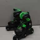 2PM SPORTS Inline Skates with Light Up Wheels, Roller Skates Blades for Boys Girls Kids Ages 5-8 8-12 4-6 6-12, Size Adjustable Beginner Blades Roller Skates (Black & Green, Small - Little Kid (9C-12C US))