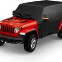 Water-Resistant Cab Cover Compatible with Wrangler JK JL Unlimited 4 Doors 2007-2024, All Weather Wrangler Rain Cover with Driver Door Zipper, Outdoor Snow Sun UV Rain Car Cover