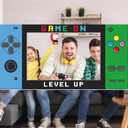Video Game Photo Props Gaming Party Props Level Up Birthday Decoration Handheld Gaming Theme Decoration Photo Booth Frame Birthday Game Fans Video Gamer Party Supplies 31.5 x 15.9 Inch (Blue and Green)