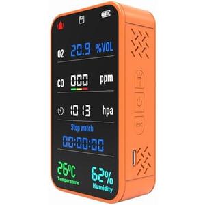 7-in-1 Portable Oxygen Monitor, Environmental O2 Monitor with Air Pressure, Temperature, Humidity, Stopwatch Rechargeable 3000mAh Battery, SD Card Data Logging Device for Hiking, Camping & Outdoor Use