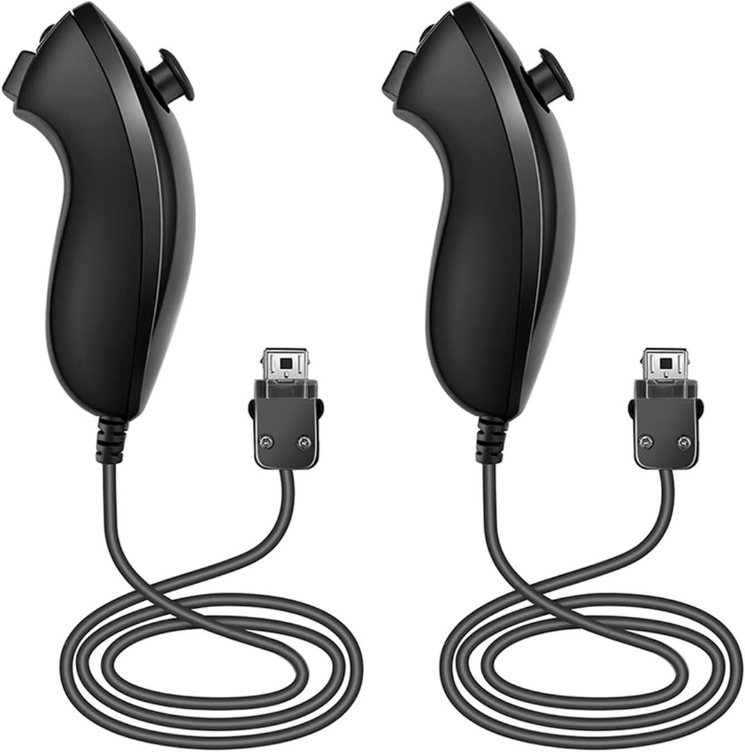 NC Nunchuck Controller Joystick Gamepad Replacement for wii Nunchuck Controller, Compatible with Nintendo Wii & Wii U Video Game Gamepads. (Black 2PCS)