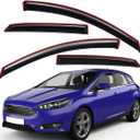 Lightronic Extra Durable Clip-on in-Channel Auto Vent Window Visor, Fit 2012-2018 Ford Focus Sedan & Hatchback, UV Protection Rain Guard, Original Wind Deflector, No-Drill Install, Dark Smoke, 4-Pcs