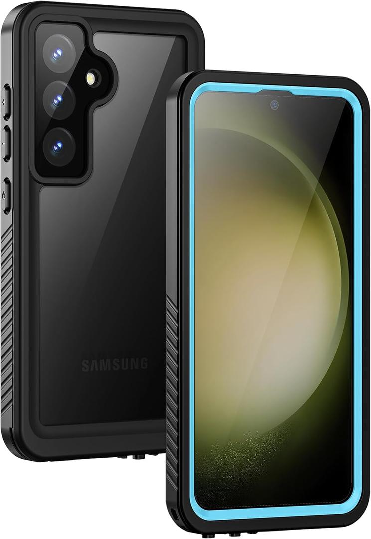 Lanhiem for Samsung Galaxy S23+ Plus Case, IP68 Waterproof Dustproof Case with Built-in Screen Protector, Rugged Full Body Shockproof Protective Cover for Galaxy S23 Plus 6.6 Inch, Blue/Clear