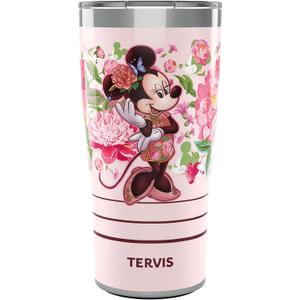 Tervis Traveler Disney Minnie Mouse Neo Chinese Floral Triple Walled Insulated Tumbler Travel Cup Keeps Drinks Cold & Hot, 20oz, Stainless Steel