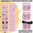Simple Houseware 24 Pockets - 2PK 12 Large Pockets Over Door Hanging Shoe Organizer, Pink