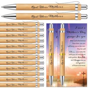 Dunzoom 50 Sets Christian Mother's Day Gift for Church, God Bless Mothers Pens, Inspirational Bible Verse Cards, Religious Gifts Bulk with Ties for Church Mom Party Favor