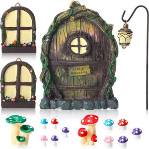 Jetec Gardening Gnome Statue Out The Door Tree Hugger Resin Mushroom Miniature Gnome Home Window Figurine for Trees Yard Garden Sculpture Decoration Supplies(Cool Style)