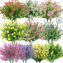 20 Bundles Realistic Artificial Flowers for Outdoors, UV Resistant No Fade Fake Flowers with Plastic Faux Shrubs Plants for Garden Patio Porch Window Box Home Wedding Farmhouse Outside Hanging Decor