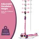 Dribbl 3-Wheel Kids Scooter - Lean-to-Steer Technology, Adjustable Height Handlebar, Wide Deck, Scooter for Boys & Girls Ages 3+, Child Safety Approved, Support Riders Up to 165 lbs, Purple and Pink