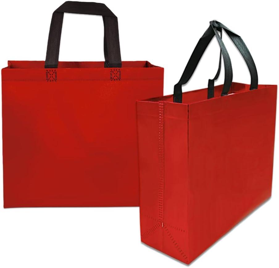 huichuan 12 Pack Red Gift Bags with Handles, Reusable Tote Bag for Women Kids, Eco-Friendly Non-Woven Party Favor Goodie Bags Bulk for Valentine's Day, Birthday, Wedding, Baby Shower Treats