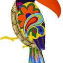 Large Metal Hornbill Wall Decor, Vivid Colorful Bird Art Wall Hanging for Indoor Outdoor Home Bedroom Office Garden (Orange)