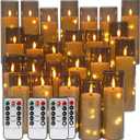 23 Pack Flameless LED Pillar Candles with Remote & Timer, Flickering Battery Operated Candles with Embedded Starry Lights, 3-Sizes Gray Acrylic Decorative Candles for Wedding, Home, Party Decor