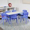 Flash Furniture Emmy Adjustable Classroom Activity Table , Plastic Activity Table for Kids, 23.625" W x 47.25" L, Blue/Gray