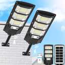Solar Lights Outdoor Waterproof, 6500K Solaroutdoor Street Light Outdoor, LED Solar Flood Light Dusk to Dawn with Motion Sensor and Remote, Solars Security Lights for Parking Lot, Yard 2 Pack