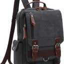 mygreen Canvas Cross Body Messenger Bag Shoulder Sling Backpack Travel Rucksack (Large with Zipper, Black With Shoulder Zipper)