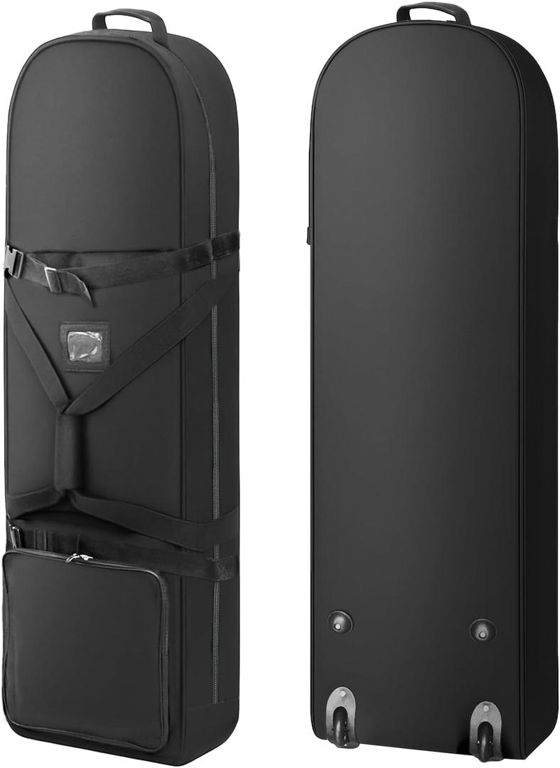 Outdoors Golf Travel Bag, Detachable Shoulder Straps and Rubber WheelsSoft Foldable Golf Club Travel Covers, 900D Heavy Duty Oxford -Universal Size