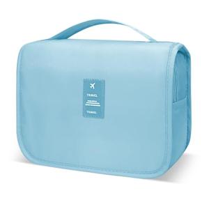 Lcsmaokin Large Capacity Toiletry Bag Travel Bag with Hanging Hook for Men and Women Waterproof Travel Cosmetic Bag Bathroom Storage Bag for Brushes Set, Full-Sized Shampoo,Accessories(Baby Blue) 8,5x9,5"