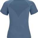 RUNNING GIRL Seamless Workout Shirts for WomenShort Sleeve T-Shirt Stretch Tees Quick Dry Gym Athletic Tops (Blue, XL)