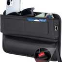 Car Seat Gap Filler Organizer Car Storage Organizer Car Accessories for Women/Men Interior Premium Leather Keeps Phone/Keys/Wallets (Black, 1 Pack)