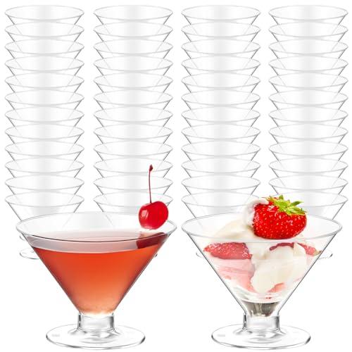 S8686S 50 PCS Disposable Martini Glasses for Parties 5oz,Plastic Martini Glasses Disposable, Martini Plastic Cups for Wedding Party Bowl Ice Cream Fruit