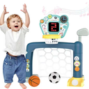 2026 Updated 4 in 1 Adjustable Basketball Hoop Soccer Goal for Toddlers 1-3,Kids Sports Toys with Golf Toy, LED Scoreboard, Music & Educational Games,Indoor & Outdoor Baby Activity Center