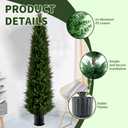 6FT Artificial Cedar Topiary Trees Set of 2, Large Fake Tree UV Resistant Plants for Outdoors, Faux Pine Tall Realistic Cypress Outdoor Potted, Outside Real Touch Evergreen for Front Door Porch Decor