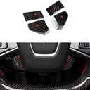 Genuine Carbon Fiber Volume Button Cover for Chevrolet Corvette C8 Z06 Coupe 2020 2021 2022, 4pcs Steering Wheel Stickers Trim, Red, Blue, White (Red)