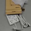 Paewok Surge Protector Power Strip with 3 USB Wall Plug(1 Type C), 4 AC Socket Wall Adapter, Electrical Outlet Extender Stick with 8 ft Thin Extension Cord, Home Office Dorm Room Essentials, White