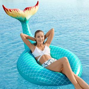 Jasonwell Giant Inflatable Mermaid Tail Pool Float with Fast Valves Pool Floaties Tube Summer Beach Swimming Pool Party Lounge Raft Water Floaty Decorations Toys for Adults Kids Green L