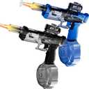 2 Pack Automatic Electric Water Guns for Adults & Kids Ages 8-12Powerful Water Blaster Squirt Gun with LED Flash 32ft Long Range 500mL Large Capacity, Outdoor Toys for Summer Pool Beach (2pack (Blue+black))