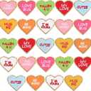 Juexica 24 Pcs Heart Shaped Iron on Patches Glitter Chenille Love Applique Embroidered Appliques Valentine's Day Transfers Sew on Fabric Patch for Clothes Jackets Backpack Hat Decoration (Candy)
