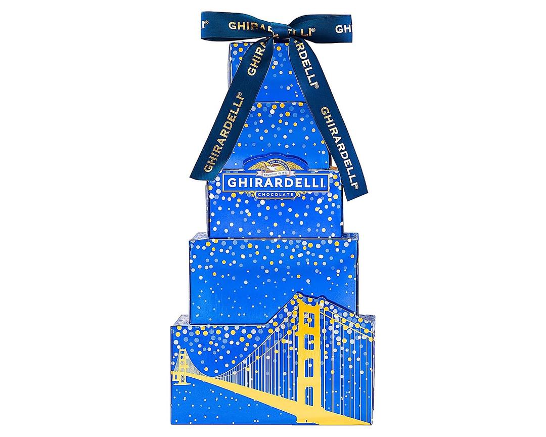 Ghirardelli Chocolate Gift Tower by Wine Country Gift Baskets Gift for Families College Students Appreciation and more. BB: 2026-Mar-31