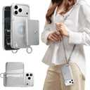 MAGEASY Compatible with iPhone 17 Pro Max 6.9" Wallet Case with Crossbody Strap - Compatible with MagSafe Detachable Coin Purse & Card Slot, Crossbody Lanyard, 16ft Drop Protection | Pouch M (Silver)