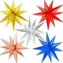 60 Pcs Star Balloons Explosion 12 Point Foil Cone Balloons Magic Balloon Large for Wedding Anniversary Backdrop Birthday Party Decorations Multicolor