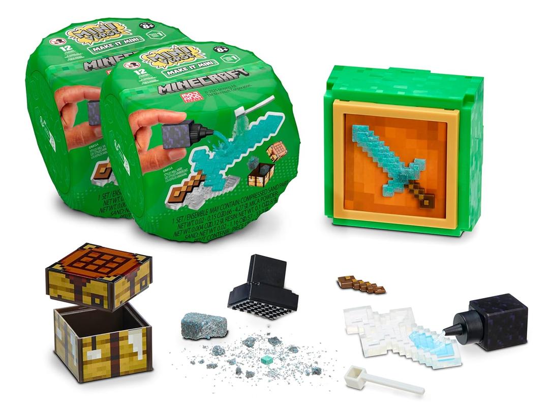 MGA's Miniverse Make It Mini Minecraft (2 Pack)- Crafting, Mining, Pixel, Tools, Animals, Blind Packaging, DIY, NOT Edible, Collectors, Gifts, 8+