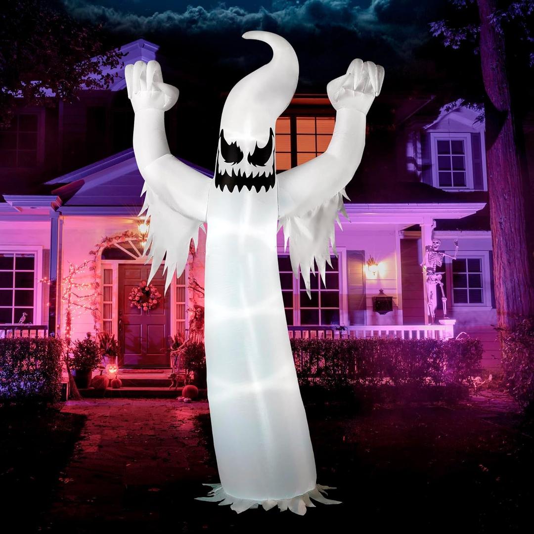 Joiedomi 12 FT Tall Halloween Inflatables Ghost Outdoor Decorations, Inflatable Yard Decorations, Blow Up Ghost Halloween Decor with Build-in LEDs for Scary Decor
