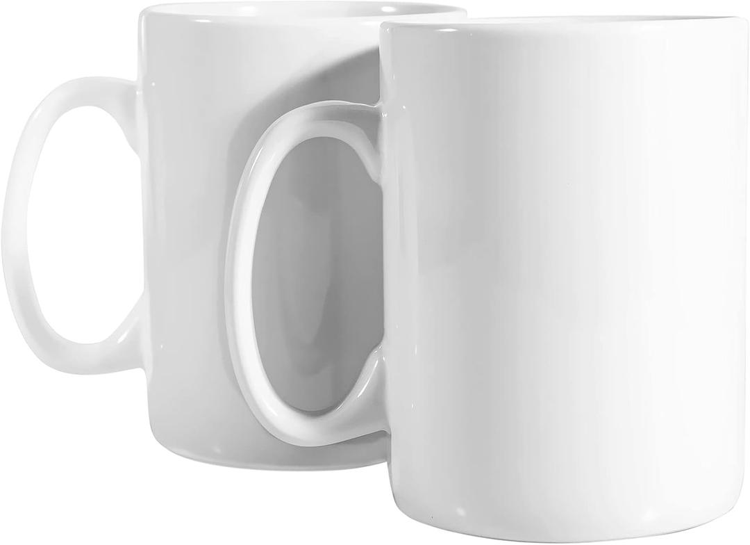 BYCNZB 30oz Super Large Ceramic Coffee Mugs Large Handles Set of 2 (White)