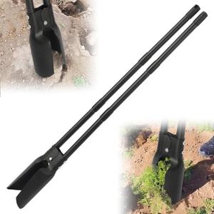 Post Hole Digger Tool, Heavy Duty Post Hole Digger with 55 Inch Handle, Dual Sharp Blades for Soil Plugging, Digging, Cultivating, Weeding, Manual Post Hole Digging Tool Garden Shovel, Black