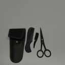 Ontaki 5" Professional German Beard & Mustache Scissors with 2 Comb & Carrying Pouch for Men - Bevel Edge for Precision - Facial Hair Grooming Kit All Body Hair - Black - Beard Trimming Scissors