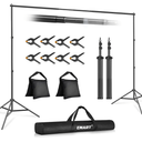 EMART Backdrop Stand 10x7ft(WxH) Photo Studio Adjustable Background Stand Support kit with 2 Crossbars, 8 Clamps, 2 Sandbags and Carry Bag for Parties, Events Decoration, Wedding, Photography