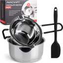 AVACRAFT Double Boiler 18/8 Stainless Steel Double Boiler Pot with Stainless Steel Pot and Silicone Spatula, Double Boiler Set for Melting Chocolate, Candy, Soap, Wax, Candle Making (1 Quart)