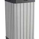 Keter Rockford Resin 38 Gallon Outdoor Kitchen Trash Can with Lid and Drip Tray for Easy Cleaning-Perfect for Patio Dining, Grey