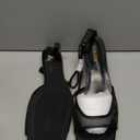 ISNOM Women's Mesh Kitten Heels Sandals Square Toe Ankle Buckle Strap Low Heels Comfort Summer Dress Shoes (9.5, Matte Black)