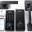 Philips Wi-Fi Smart Lock with Handle, Keyless Entry Keypad Door Lock with Handle, Front Door Deadbolt Set with WiFi Gateway, App Control, Fingerprint Unlock, PIN Code Unlock, Auto Locking (Matte Black)