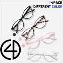Przene 4 Pack Blue Light Blocking Reading Glasses,Readers for Women and Men with Spring Hinge