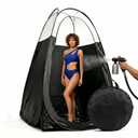 Spray Tan Tent, Portable Pop-Up Tanning Booth, Fan Opening, Black