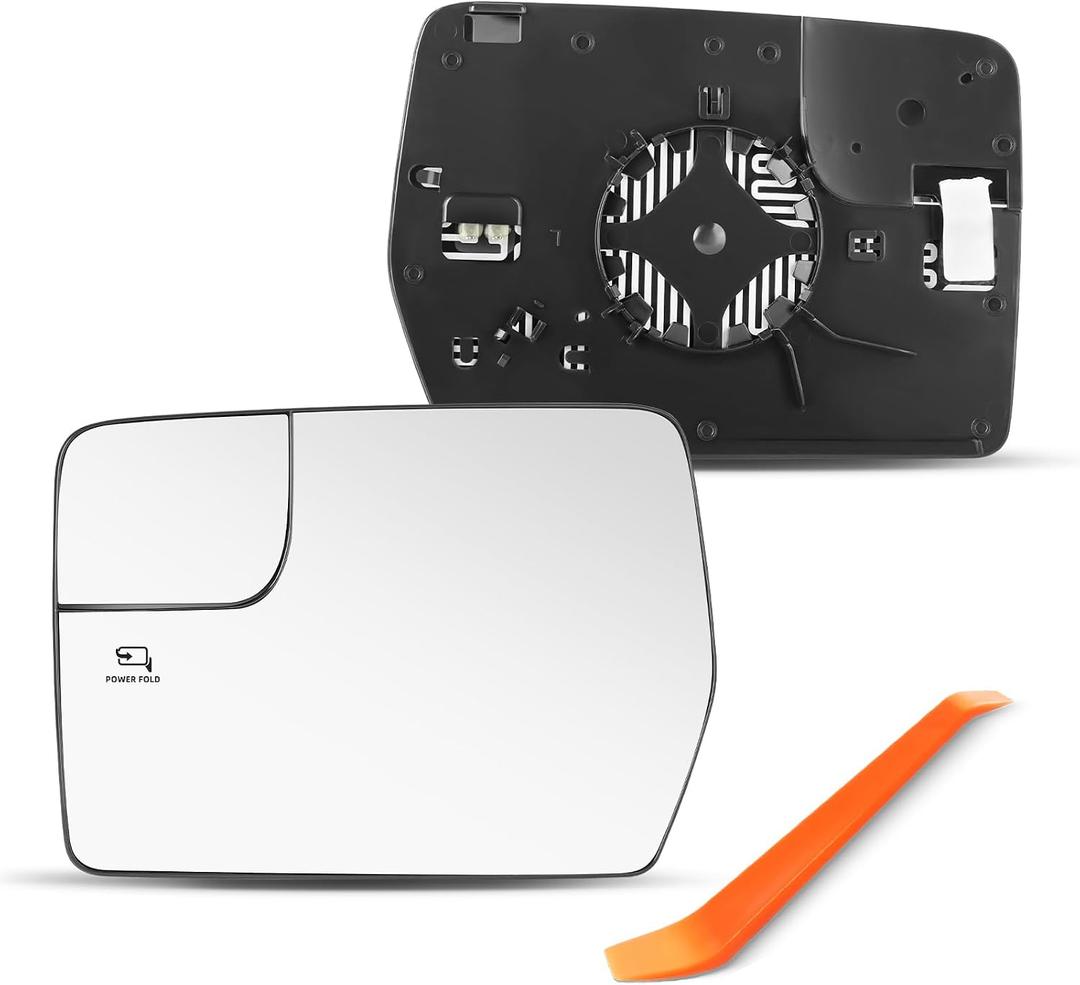 Compatible with 2011 2012 2013 2014 Ford F150 Driver Side Mirror, Left Side Mirrors Replacement Glass with Backing Plate, Power Heated
